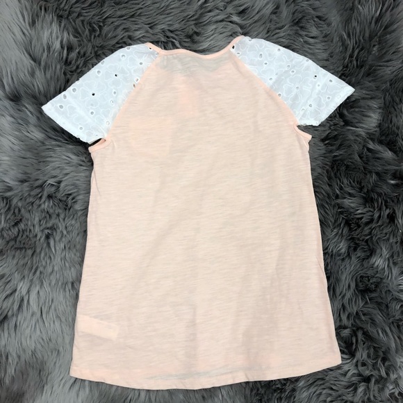 Dex | Girls Short Sleeve | Peach & White | Size Large - Picture 3 of 3